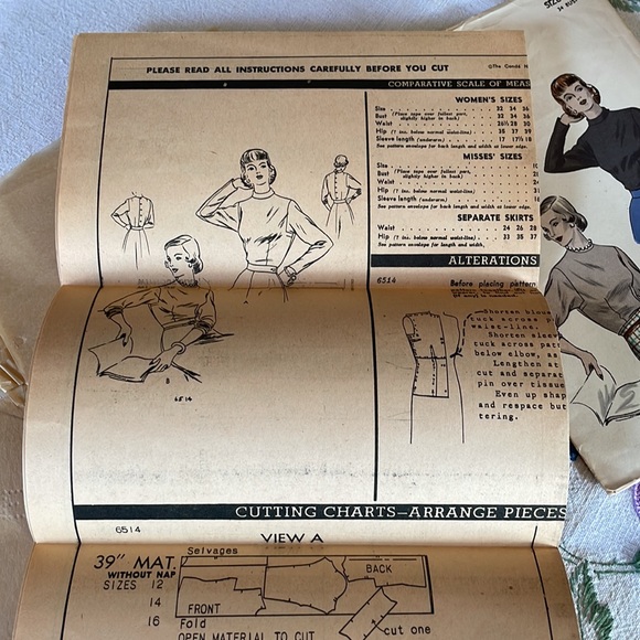 Vogue Pattern 6514, fitted tuck-in blouse w high neck pattern ca 1940s, bust 34 - Picture 8 of 10
